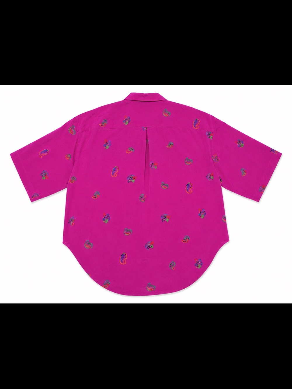 Vintage Ellen Tracy Silk Magenta Short-Sleeve Blouse with Subtle paisley print - Picture 4 of 10